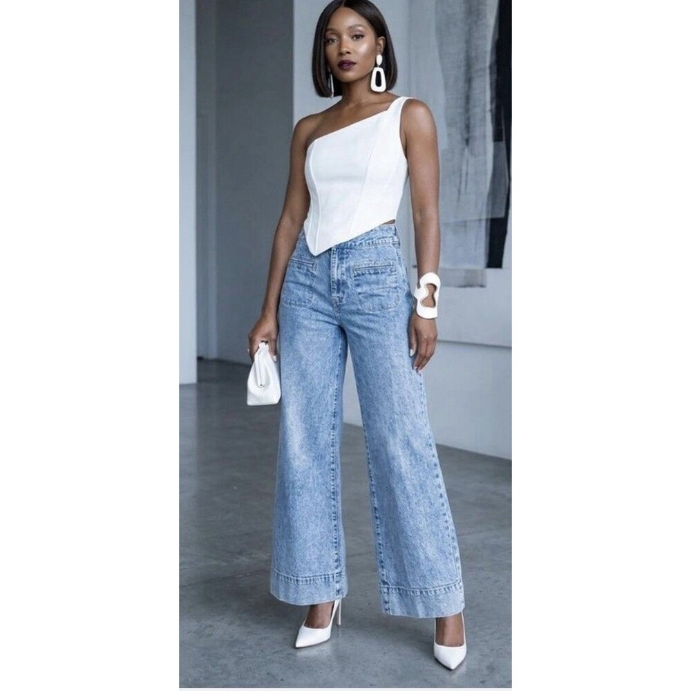 Habitual Women’s Wide Leg Jeans Size 26 High Rise Light Wash Blue Denim Pants
